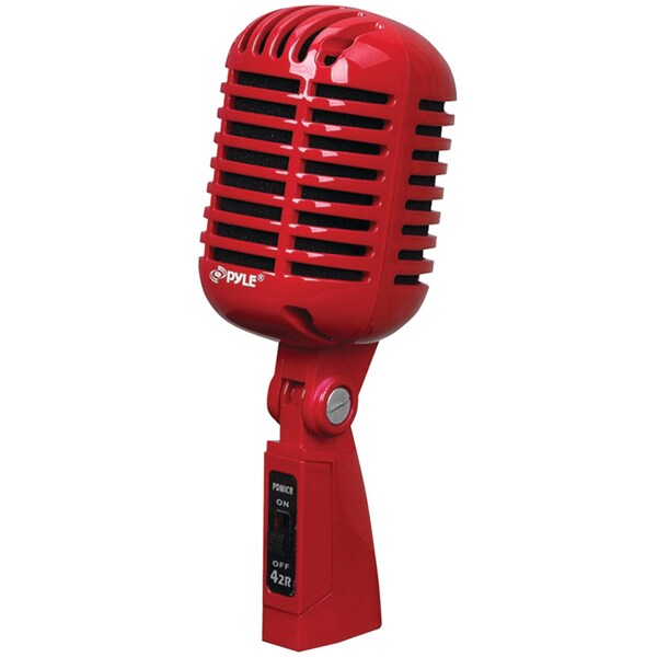 Pyle Classic Retro VintageStyle Dynamic Vocal Microphone (Red